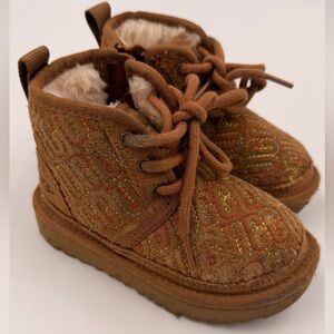 UGG Tan Kids Boots with Fur Lining